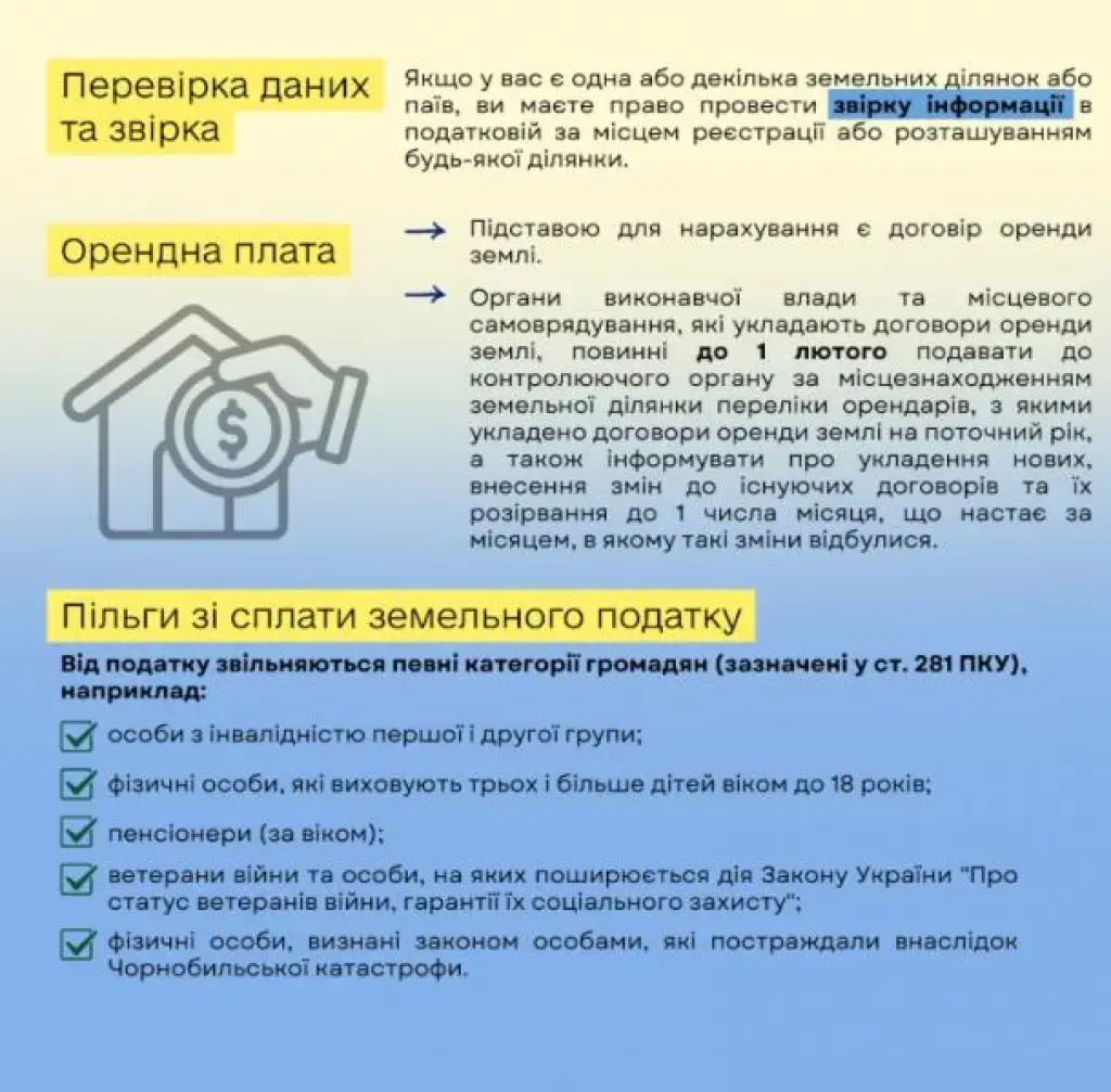 Земельний податок та оренда землі: строки нарахування, пільги та особливості сплати