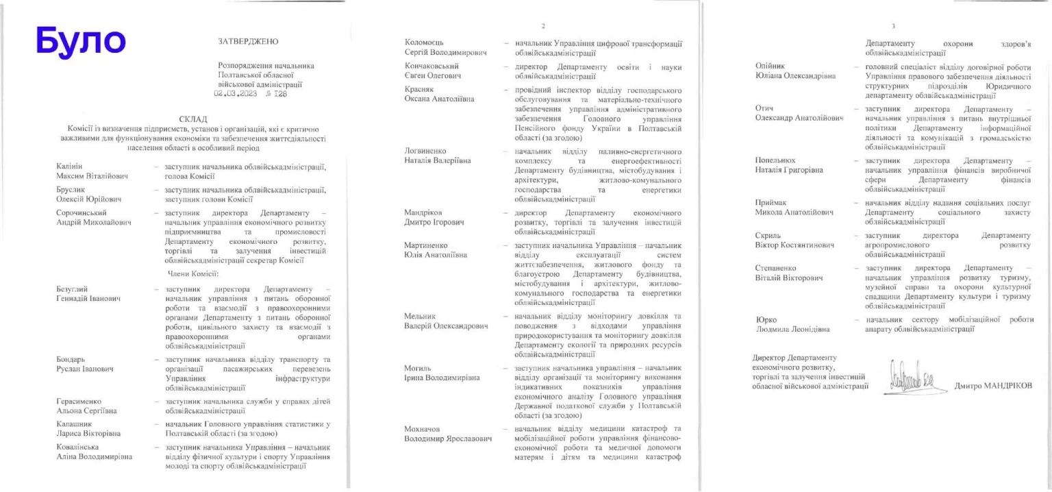 Полтавська ОВА оновила склад комісії з критичних підприємств