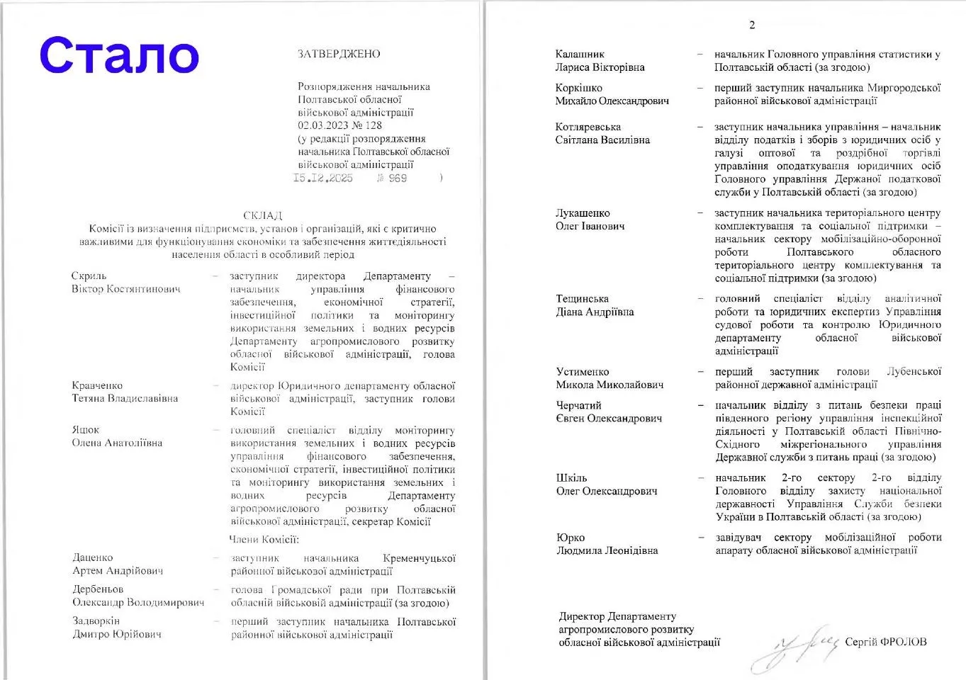 Полтавська ОВА оновила склад комісії з критичних підприємств