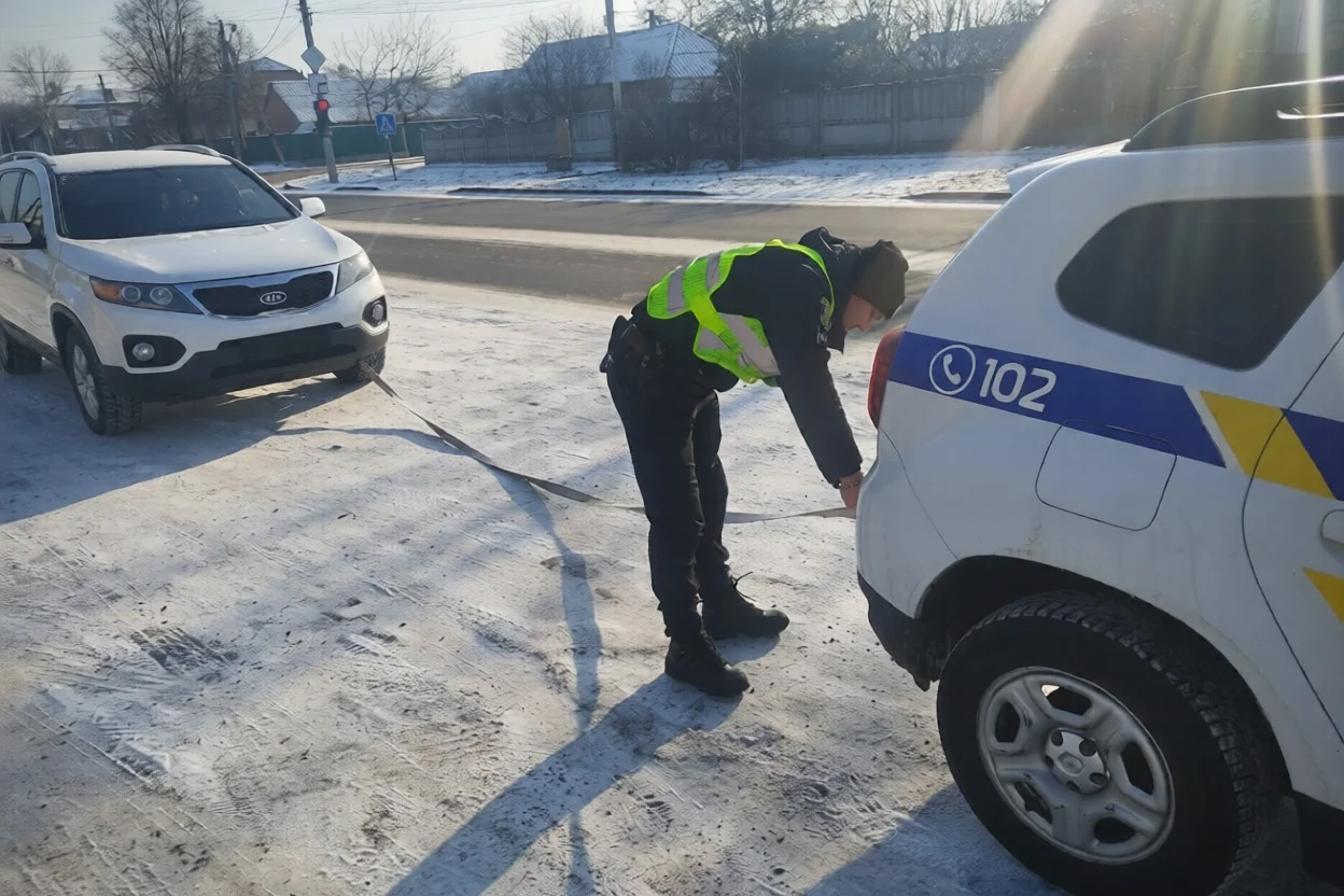 Зимовий іспит на дорогах: як полтавські поліцейські рятують водіїв із «крижаної пастки»