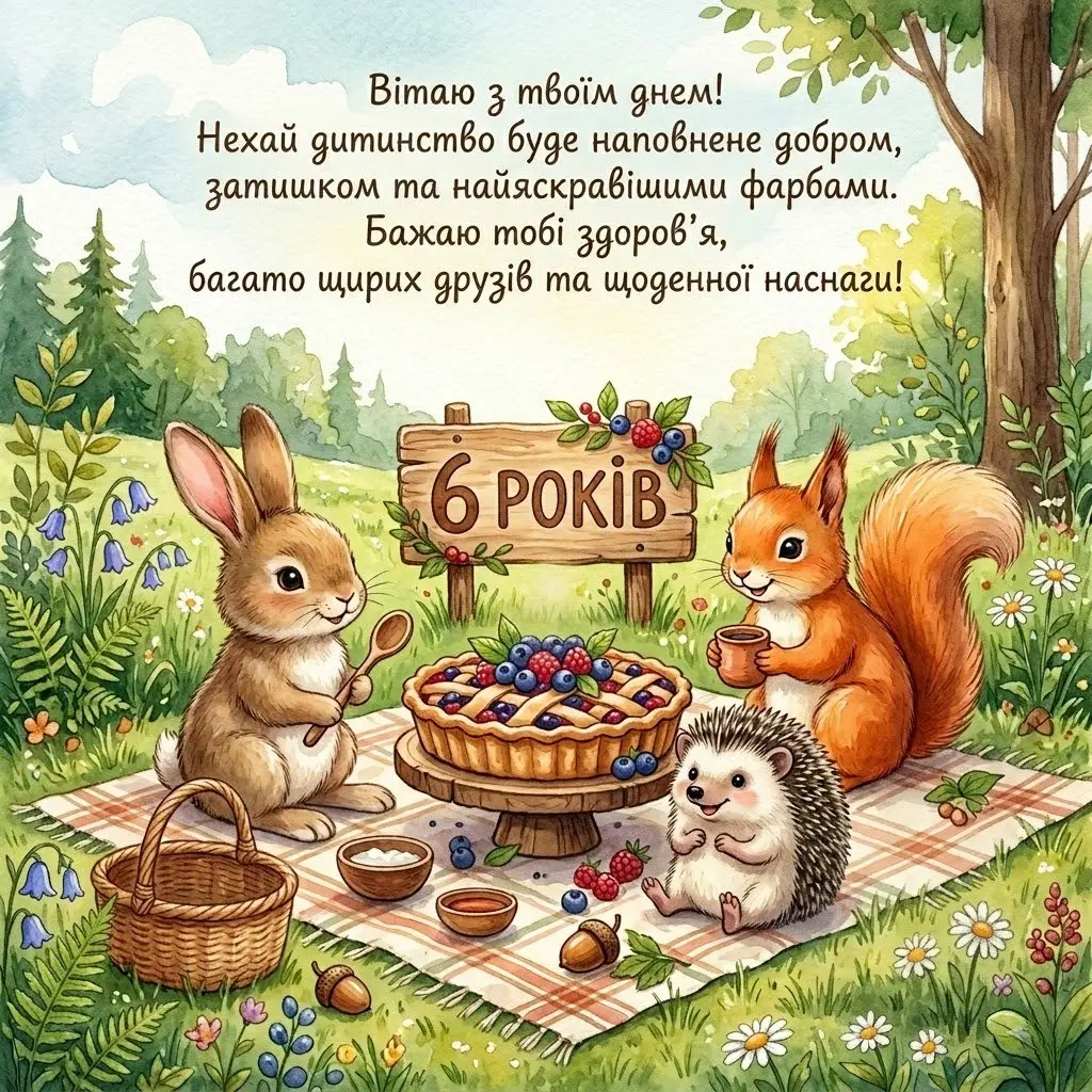 З 6-річчям! Яскраві листівки, вірші та щирі побажання для дітей