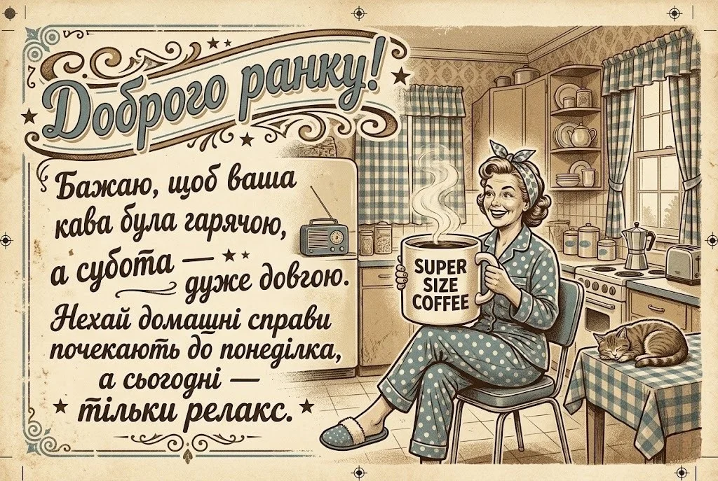Картинки доброго суботнього ранку: душевні привітання та красиві листівки для затишних вихідних