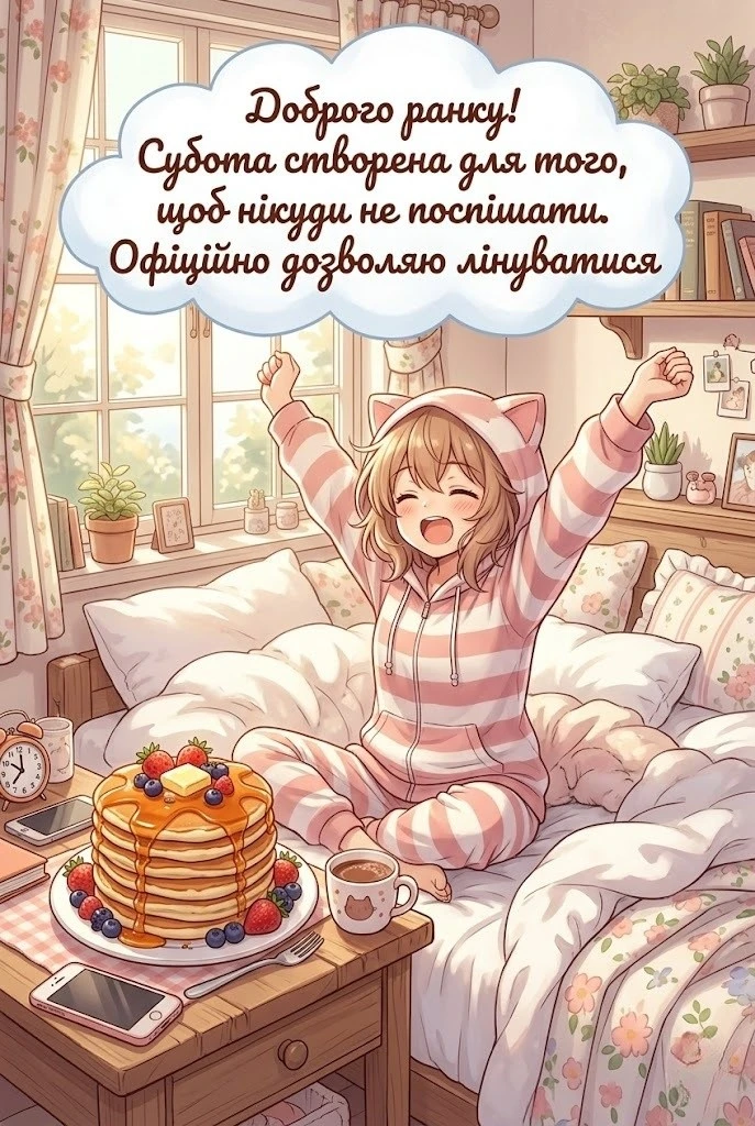 Картинки доброго суботнього ранку: душевні привітання та красиві листівки для затишних вихідних