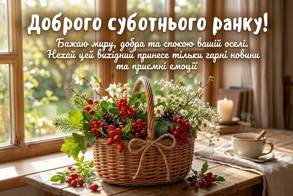 Картинки доброго суботнього ранку: душевні привітання та красиві листівки для затишних вихідних