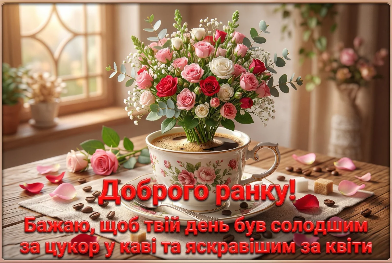 Доброго ранку троянди та найкращі побажання у гарних картинках для вашого натхнення