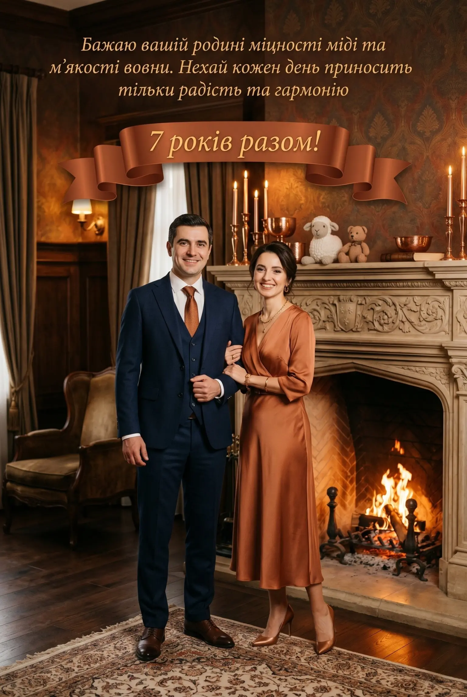 Мідне весілля (7 років): вітання для чоловіка, дружини та близьких