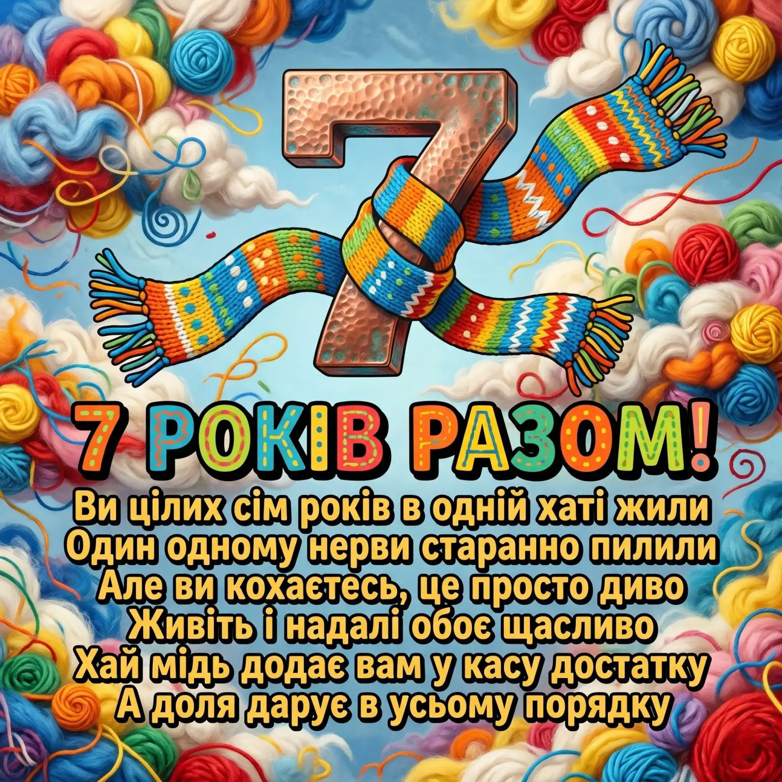 Мідне весілля (7 років): вітання для чоловіка, дружини та близьких