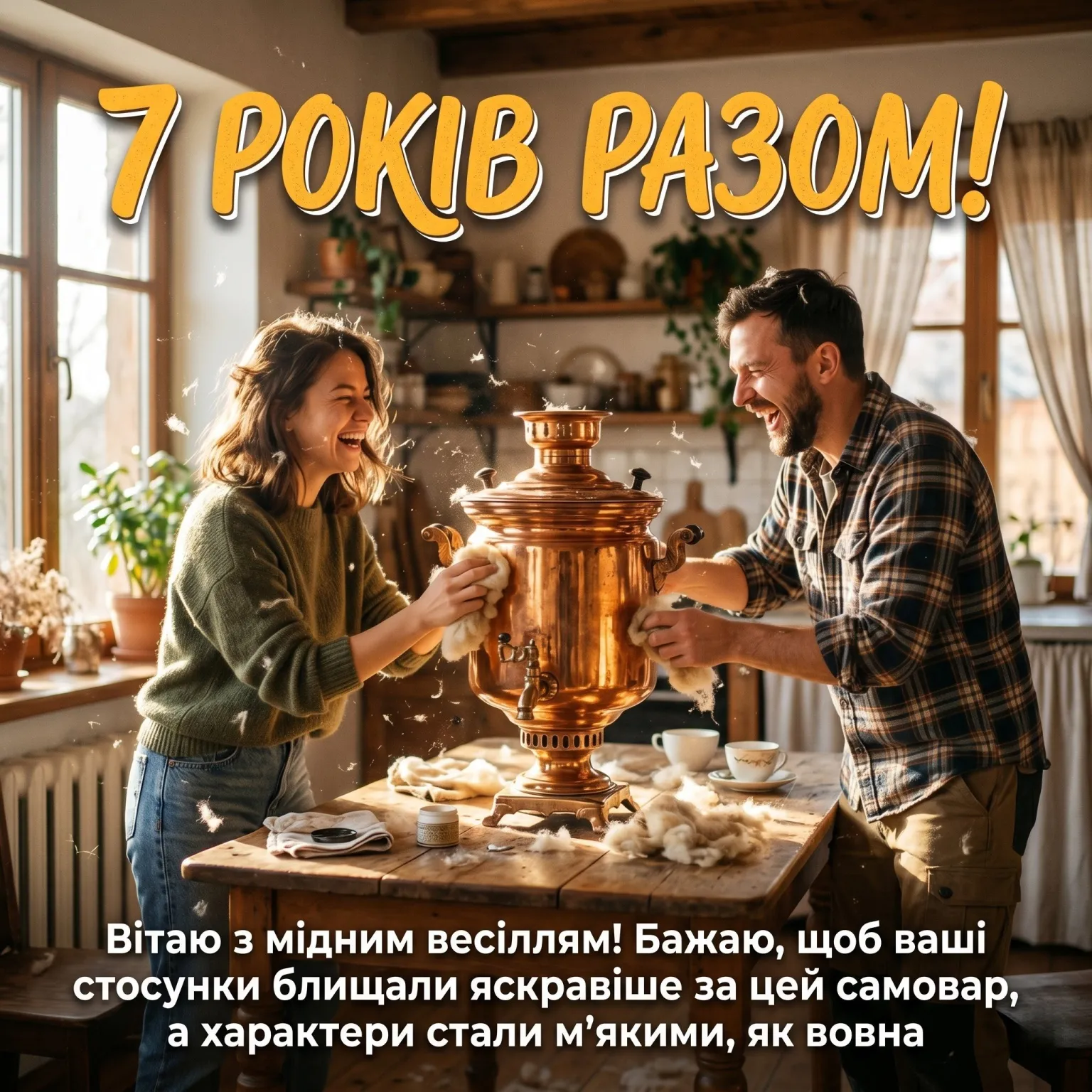 Мідне весілля (7 років): вітання для чоловіка, дружини та близьких