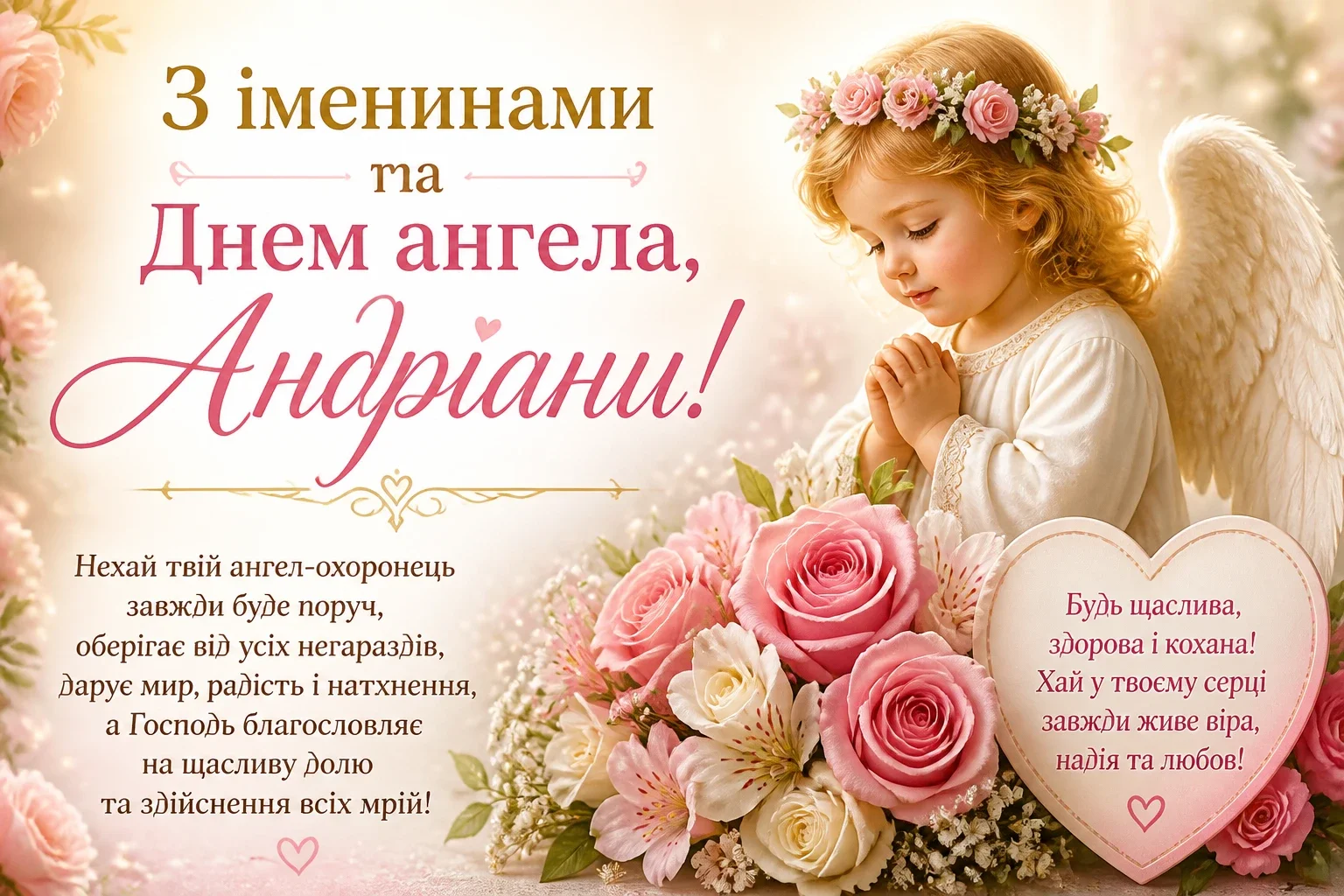 З іменинами та днем ангела для Андріани