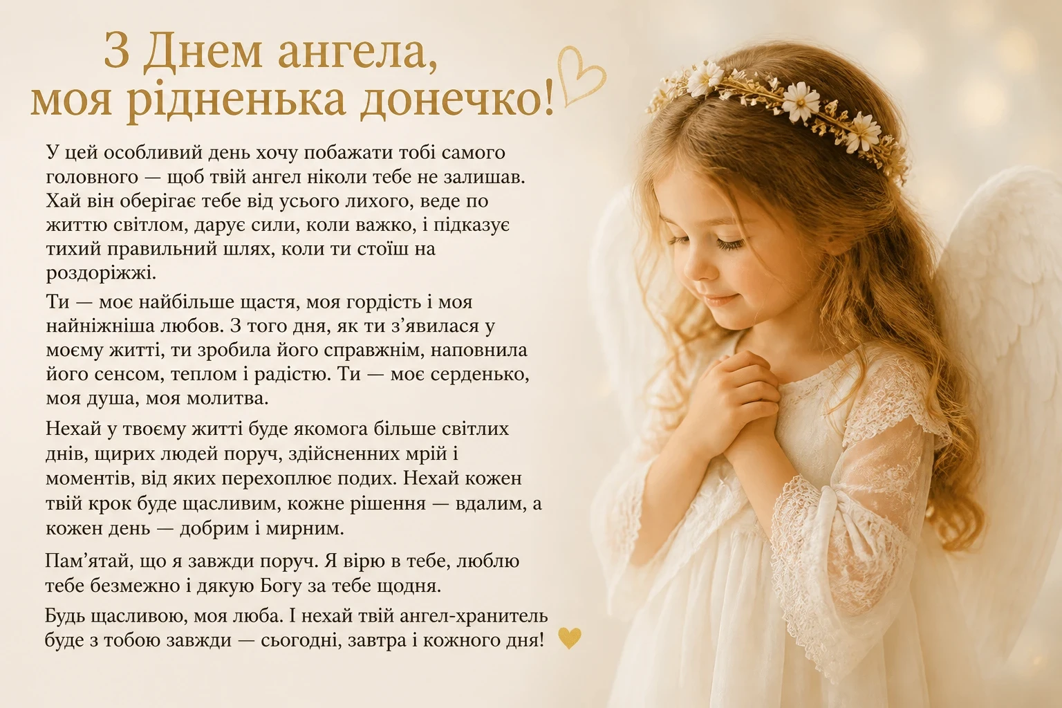 Привітання донечці з днем ангела своїми словами до сліз
