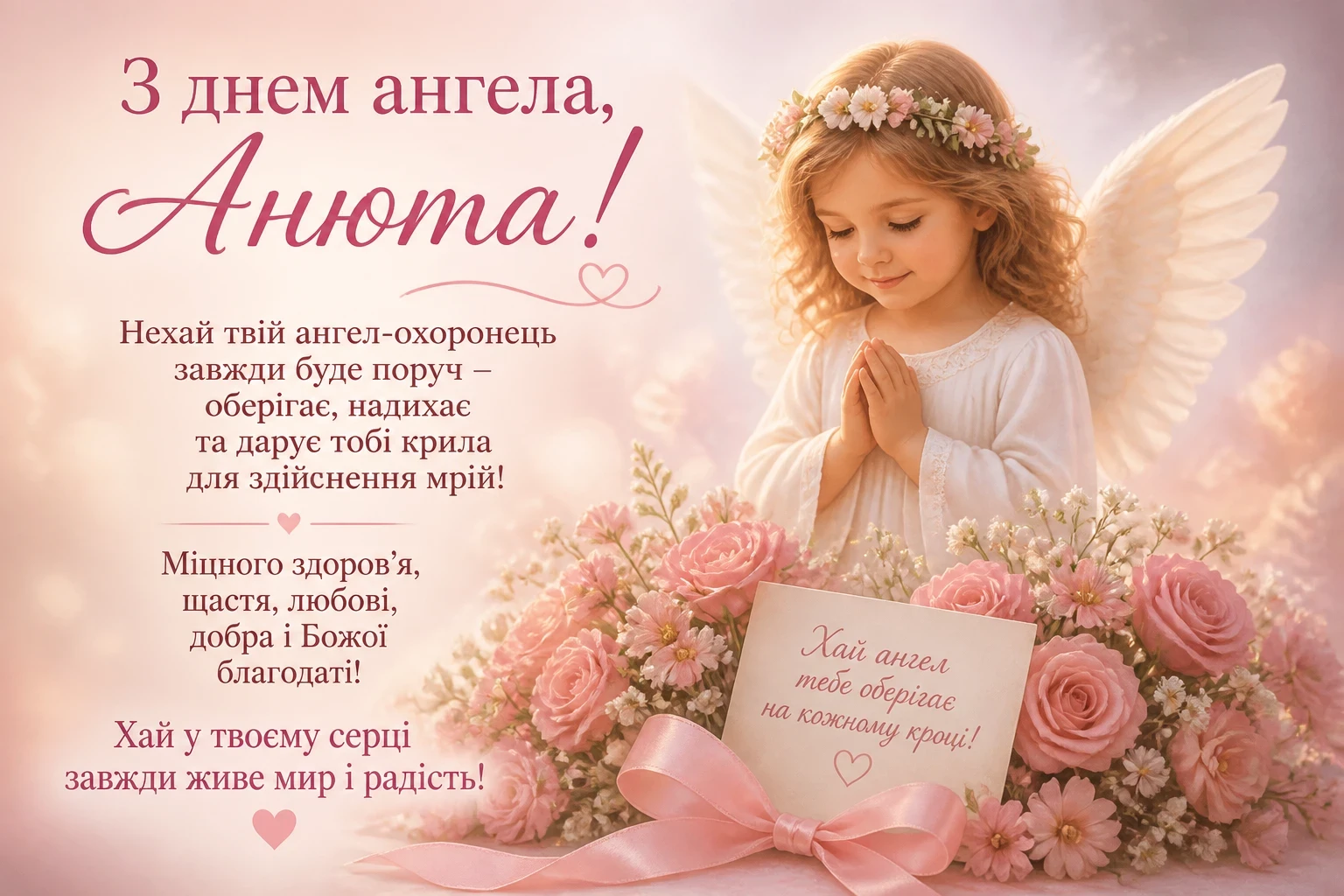 Красиві привітання з днем ангела для Анюти з теплими словами від серця