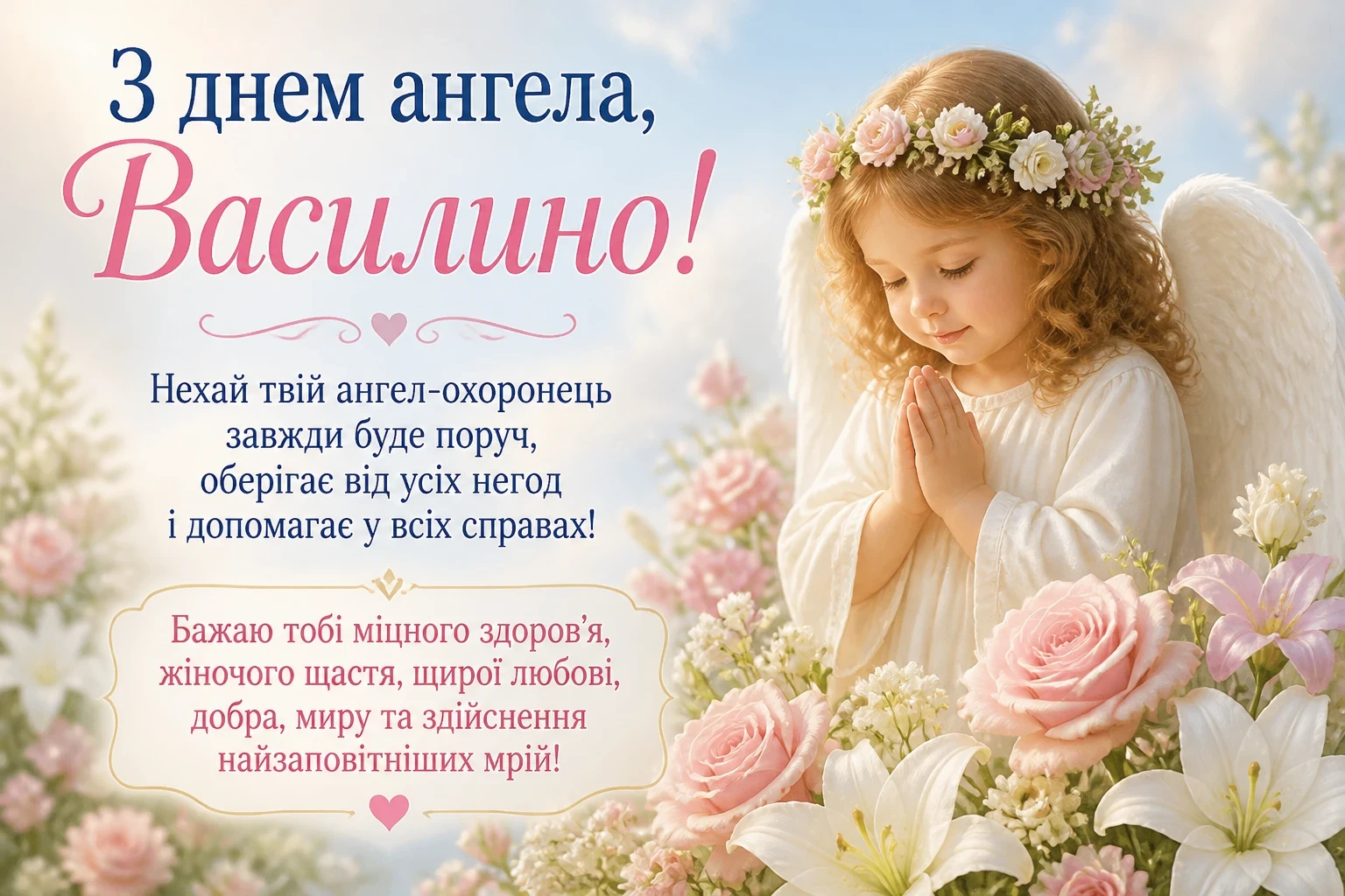 Красиві привітання з днем ангела Василини для особливого святкового дня