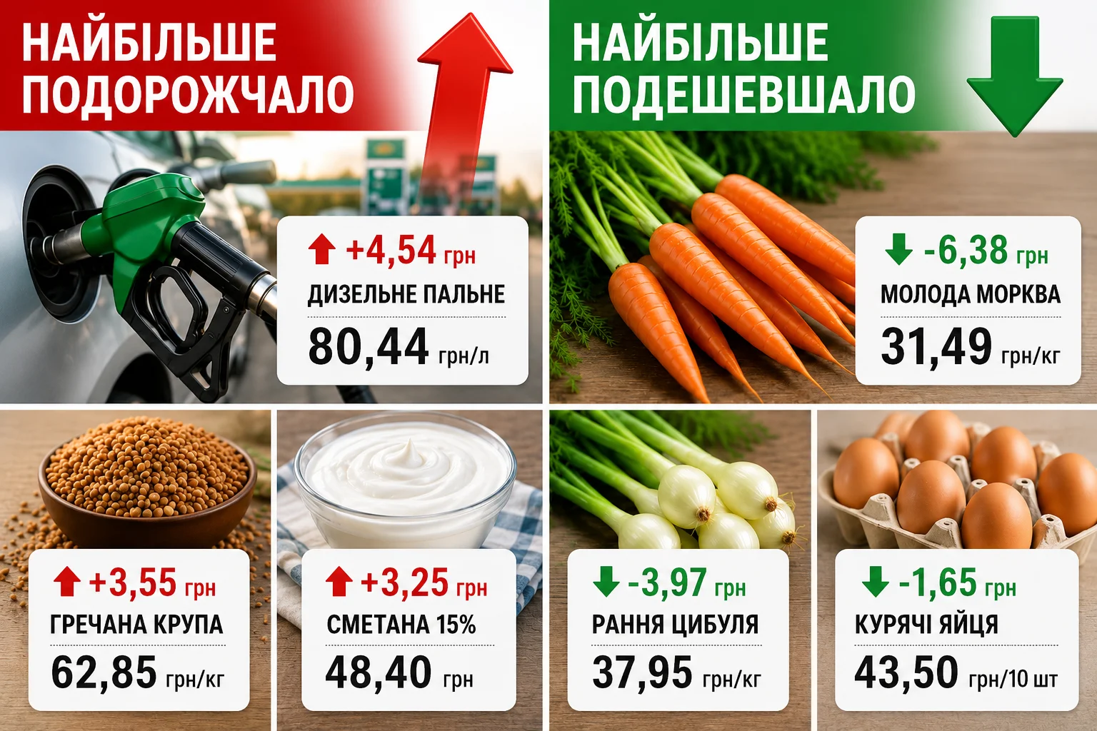 Як змінилася вартість базових товарів та пального у Кременчуці за тиждень